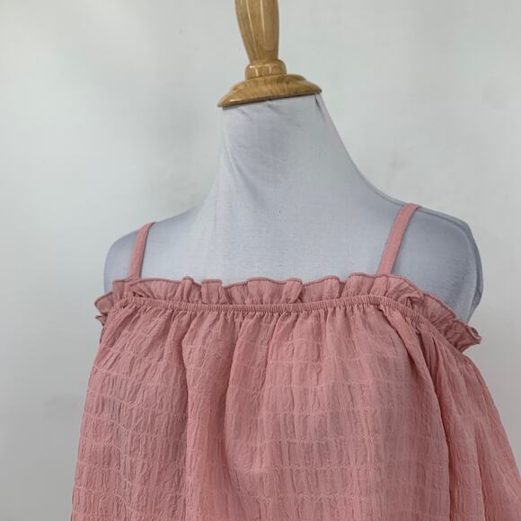 BCX Top Womens S Small Peony Pink Cold Off Shoulder Drawstring Waist Tie Peplum - Picture 3 of 15